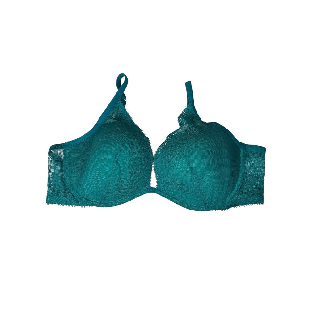 New Victoria’s Secret plunge teal green lined lace bra 38D
